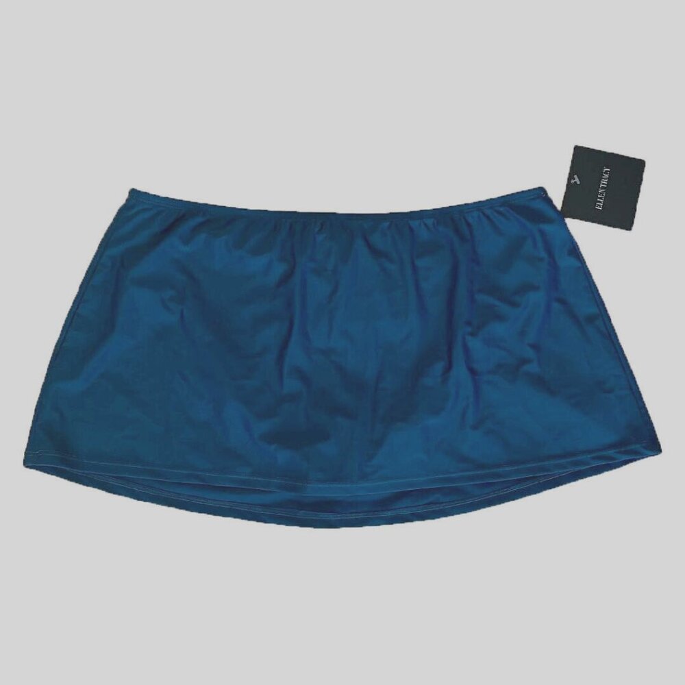 Ellen Tracy Elastic Waist Swim Skirt Bottom Swimwear, Blue, Size 10